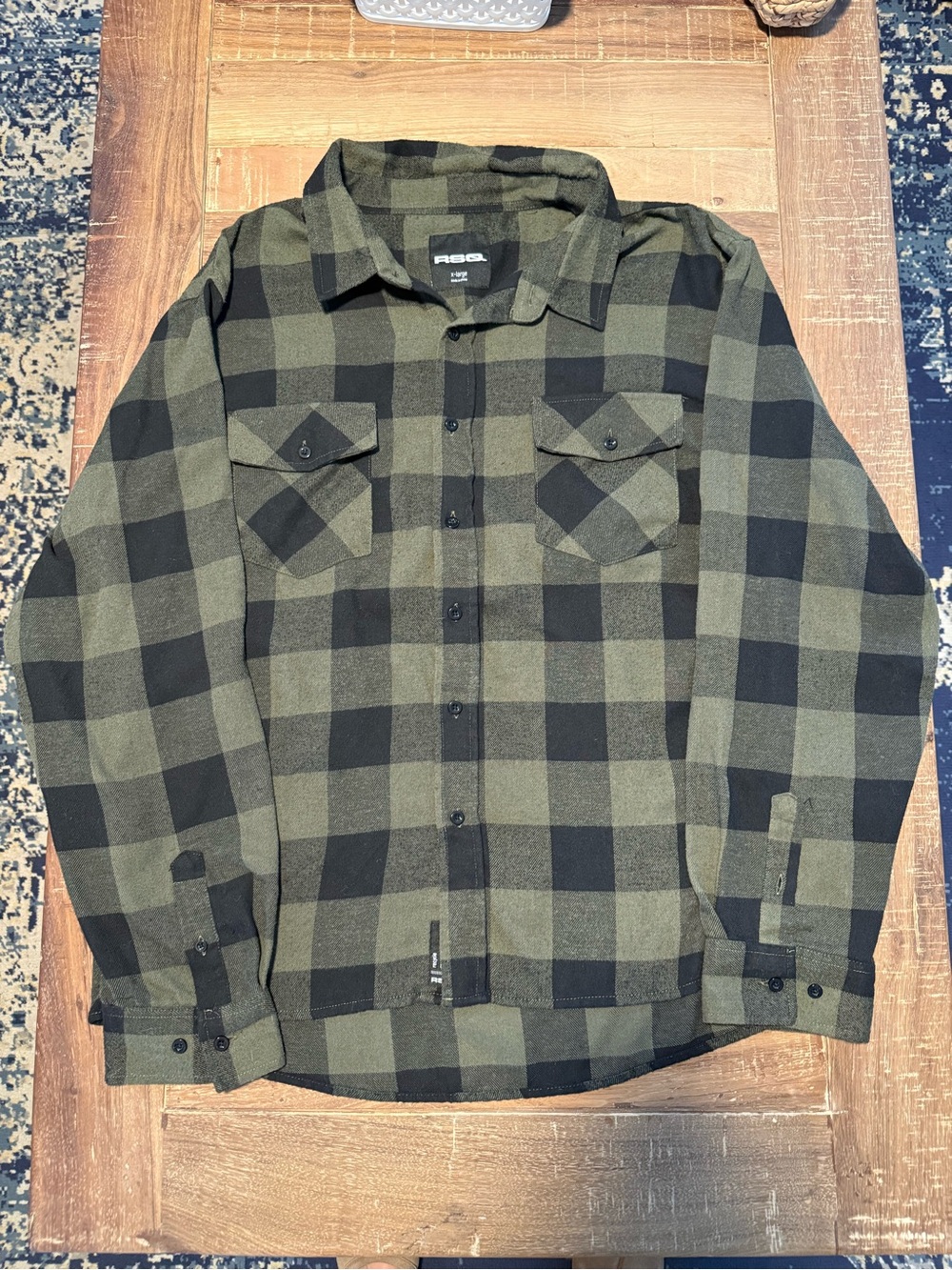 RSQ Olive and Black Plaid Shirt Jacket